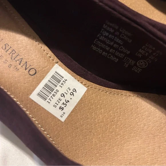 Christian Siriano Burgundy Block Heel Pumps Size 9.5 Office Evening Faux Suede - Picture 7 of 8